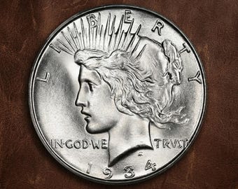 1934 Peace Silver Dollars, Rare US Peace Dollar Silver Coin, American Old Coins for Collector, Antique Coin Collectibles
