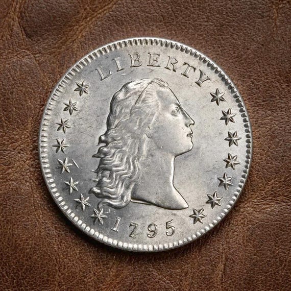 1795 Flowing Hair Silver Dollar, Rare America Dollar, Antique Liberty Coin Collection, US Commemorative Old Silver Coins for Collector