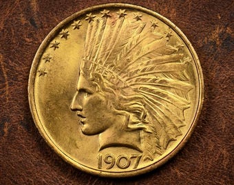 1907 - 1933 Indian Head Gold Eagle-munt 10 dollar, zeldzame antieke gouden dollarmunt, Amerikaanse oude munten voor verzamelaars, Amerikaanse verzamelmunten