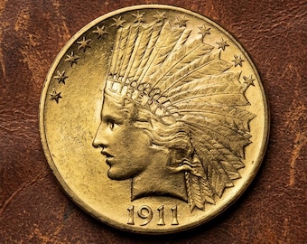 1911 Indian Head Gold Eagle-munt, zeldzame antieke muntencollectie van 10 dollar, oude Amerikaanse munten voor verzamelaars, historisch vintage verzamelobject