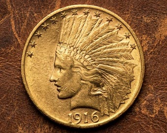 1916 Indian Head Gold Eagle-munt 10 dollar, oude Amerikaanse munten voor verzamelaars, verzameling zeldzame antieke munten