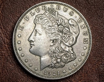 Dólar de plata Morgan de 1921-D, moneda estadounidense de dólar Morgan, raras monedas antiguas Liberty Eagle, monedas antiguas coleccionables de EE. UU. para coleccionistas.