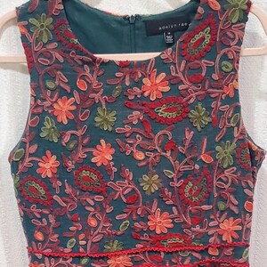 Adelyn Rae Anthropologie Needlepoint Embroidery Botanical Garden Dress Size 14 image 8