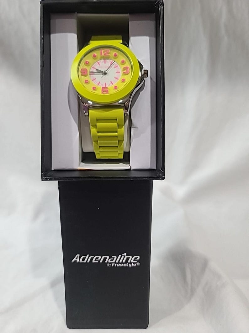 Adrenaline By Freestyle Neon Yellow Wrist Watch AD1053 New Old Stock image 2