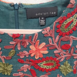 Adelyn Rae Anthropologie Needlepoint Embroidery Botanical Garden Dress Size 14 image 3