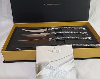 Argent Orfevres 4 Piece Steak Knife Set Art Inspiration Expression Stainless NEW