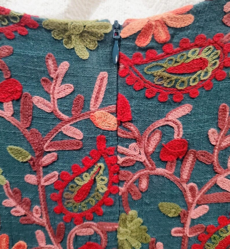 Adelyn Rae Anthropologie Needlepoint Embroidery Botanical Garden Dress Size 14 image 7