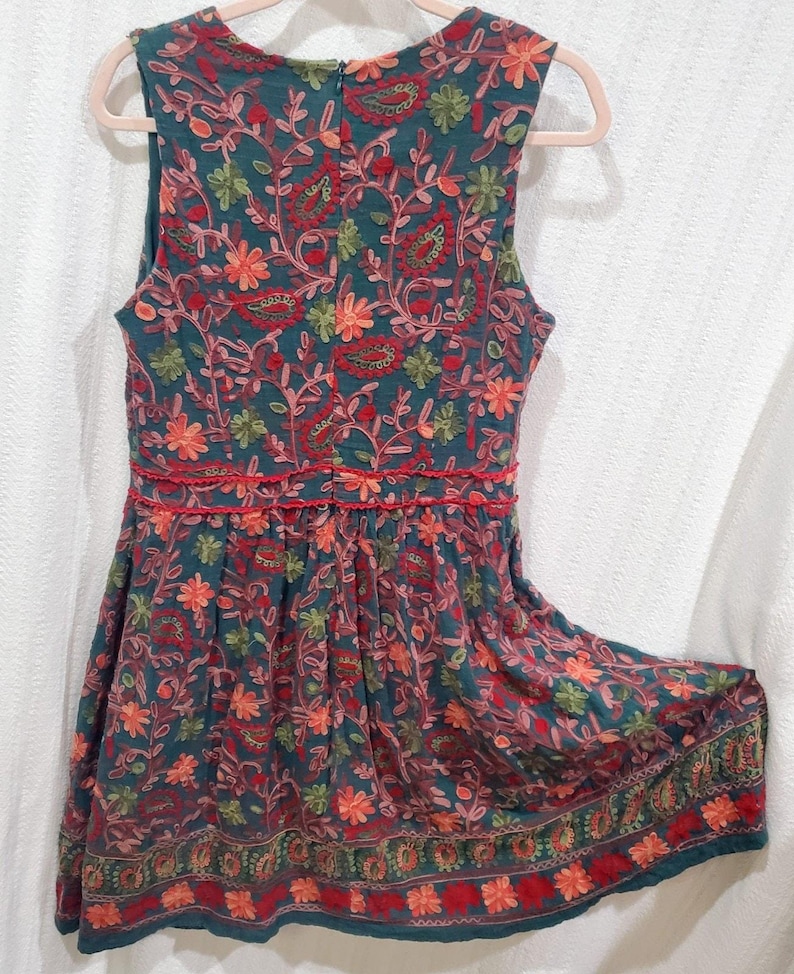 Adelyn Rae Anthropologie Needlepoint Embroidery Botanical Garden Dress Size 14 image 1