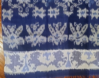 Indigo Blue IKAT • INDONESIA • 42” Square • Table/Bed Cover • Wall Hanging • NEW