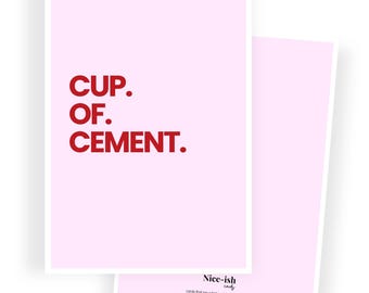 Funny Get Well Card | Cup of Cement, Cheeky Humour (Digital Download)