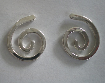 Handmade Medium Sterling Silver Spiral Post Earrings