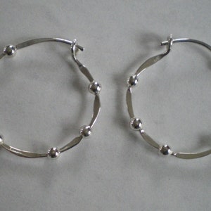 Handmade Sterling Silver Beaded Hoop Earrings