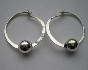 Sterling Silver 1" Hoops with Bead