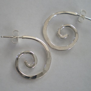 Handmade Sterling Silver Spiral Post Earrings image 1