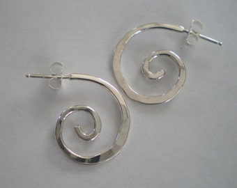 Handmade Sterling Silver Spiral Post Earrings