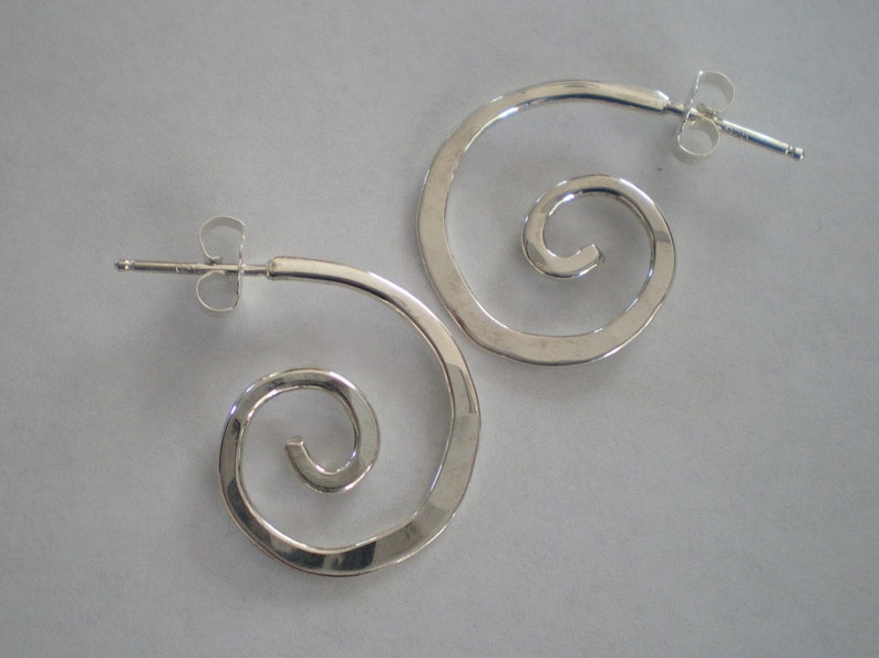 Handmade Sterling Silver Spiral Post Earrings image 1