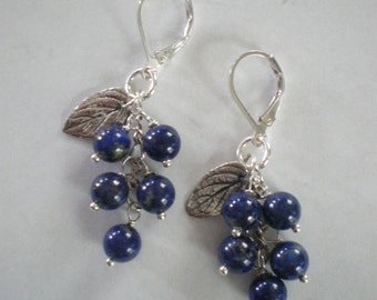 Maine Blueberries Sterling and Lapis Lazuli Earrings