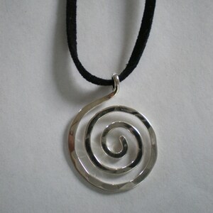 Sterling Silver Spiral Pendant on Suede Cord image 2