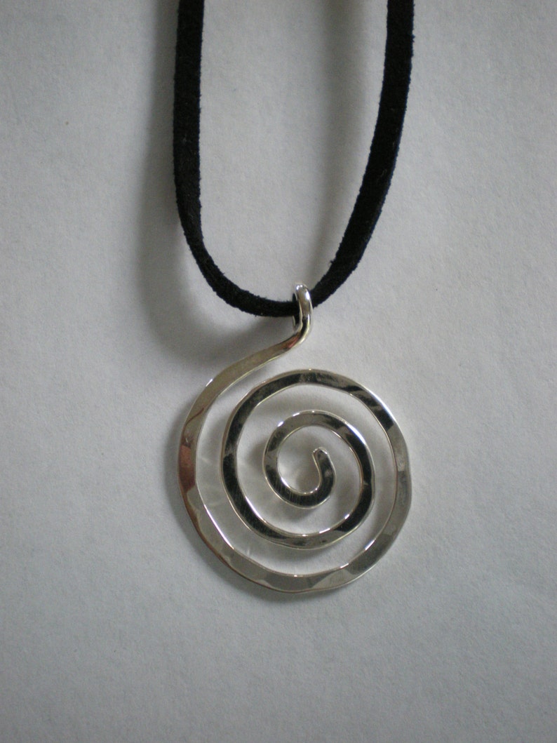 Sterling Silver Spiral Pendant on Suede Cord image 2