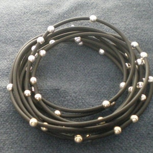 Starry Night Black Rubber & Sterling Silver Wraparound Bracelet/Necklace image 2