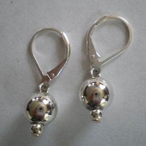 Sterling Silver Ball Earrings on Lever Ear Wires