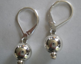 Sterling Silver Ball Earrings on Lever Ear Wires