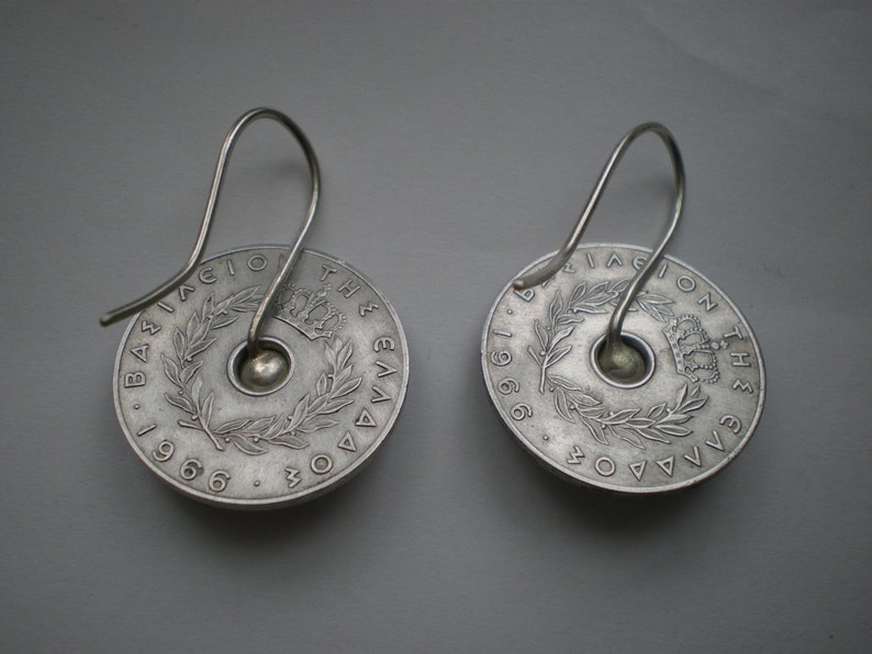 Real Greek Coin Spinning Coin Earrings Sterling Silver Ear Wires image 4