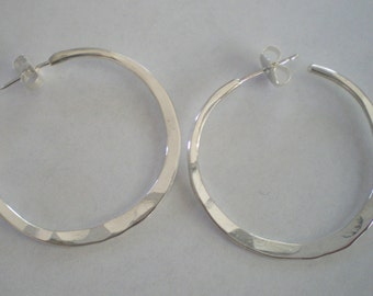Handmade Sterling Silver Post Hoop Earrings