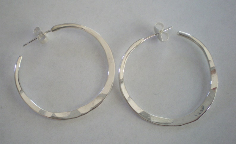 Handmade Sterling Silver Post Hoop Earrings image 1