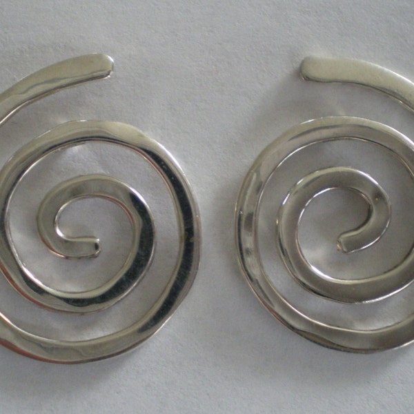 Handmade Large Sterling Silver Spiral Post Earrings