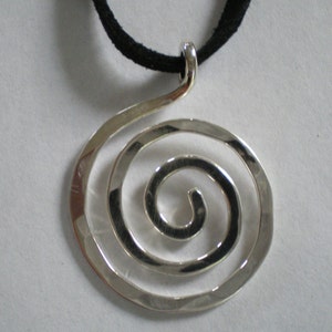 Sterling Silver Spiral Pendant on Suede Cord image 1