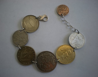 Gardener's Coin Bracelet with Soldered Sterling Silver Links