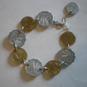 Israel Coin Bracelet with Sterling Silver Clasp, Links & Chain, all soldered links