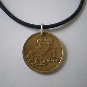 Greek Owl Coin Pendant or Key Ring with Soldered Sterling Silver Jump Ring image 4