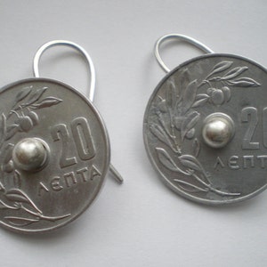 Real Greek Coin Spinning Coin Earrings Sterling Silver Ear Wires image 1