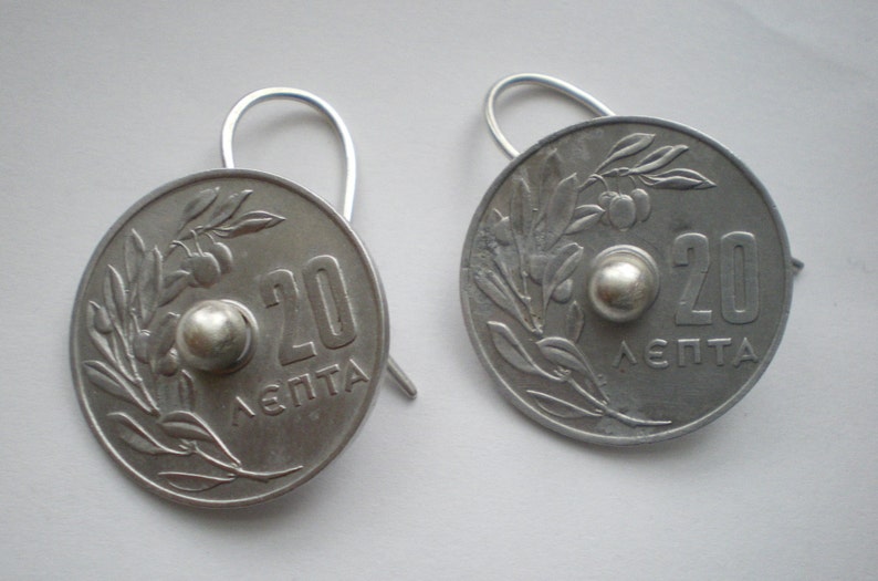 Real Greek Coin Spinning Coin Earrings Sterling Silver Ear Wires image 1