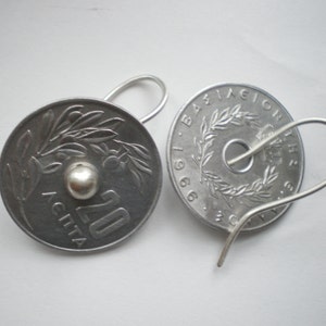 Real Greek Coin Spinning Coin Earrings Sterling Silver Ear Wires image 3