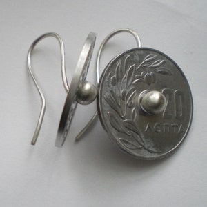 Real Greek Coin Spinning Coin Earrings Sterling Silver Ear Wires image 2