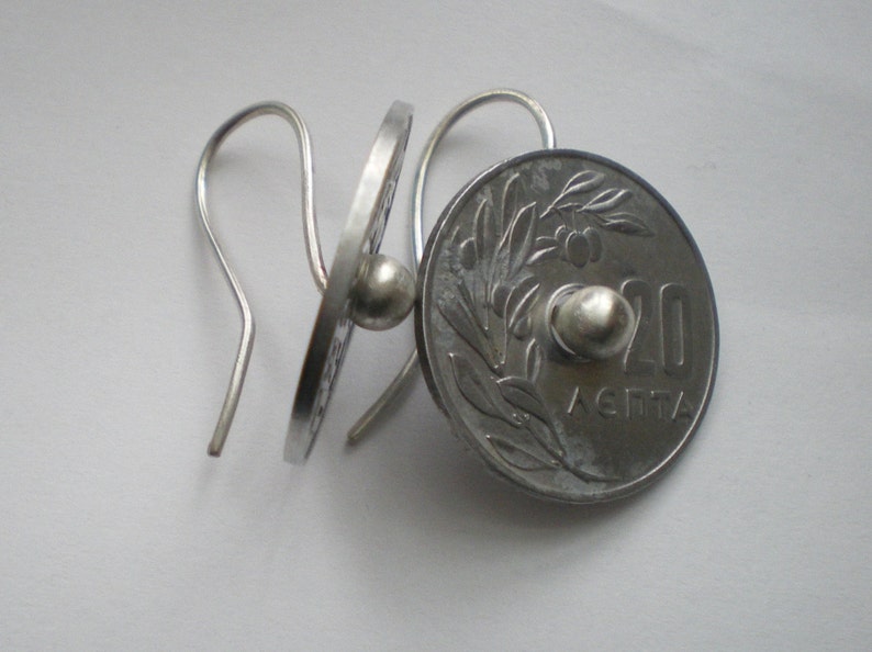 Real Greek Coin Spinning Coin Earrings Sterling Silver Ear Wires image 2