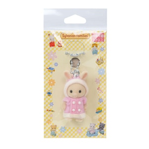 Calico Critters Milk Rabbit Keychain | Duffle Coat - Sylvanian Families Miniature