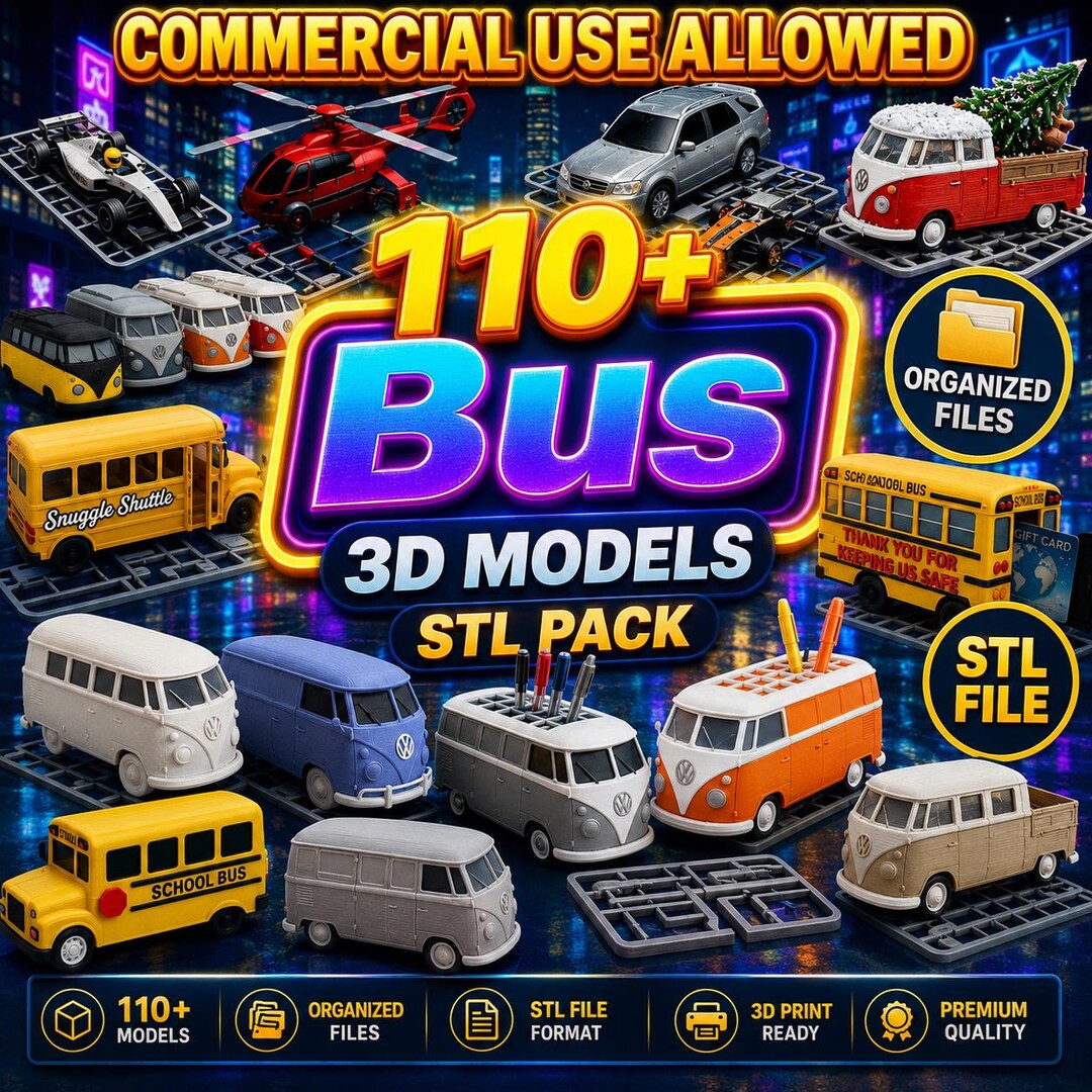 110+ Bus STL Pack | School Bus STL Bundle | Van Stl Models | Vehicle ...