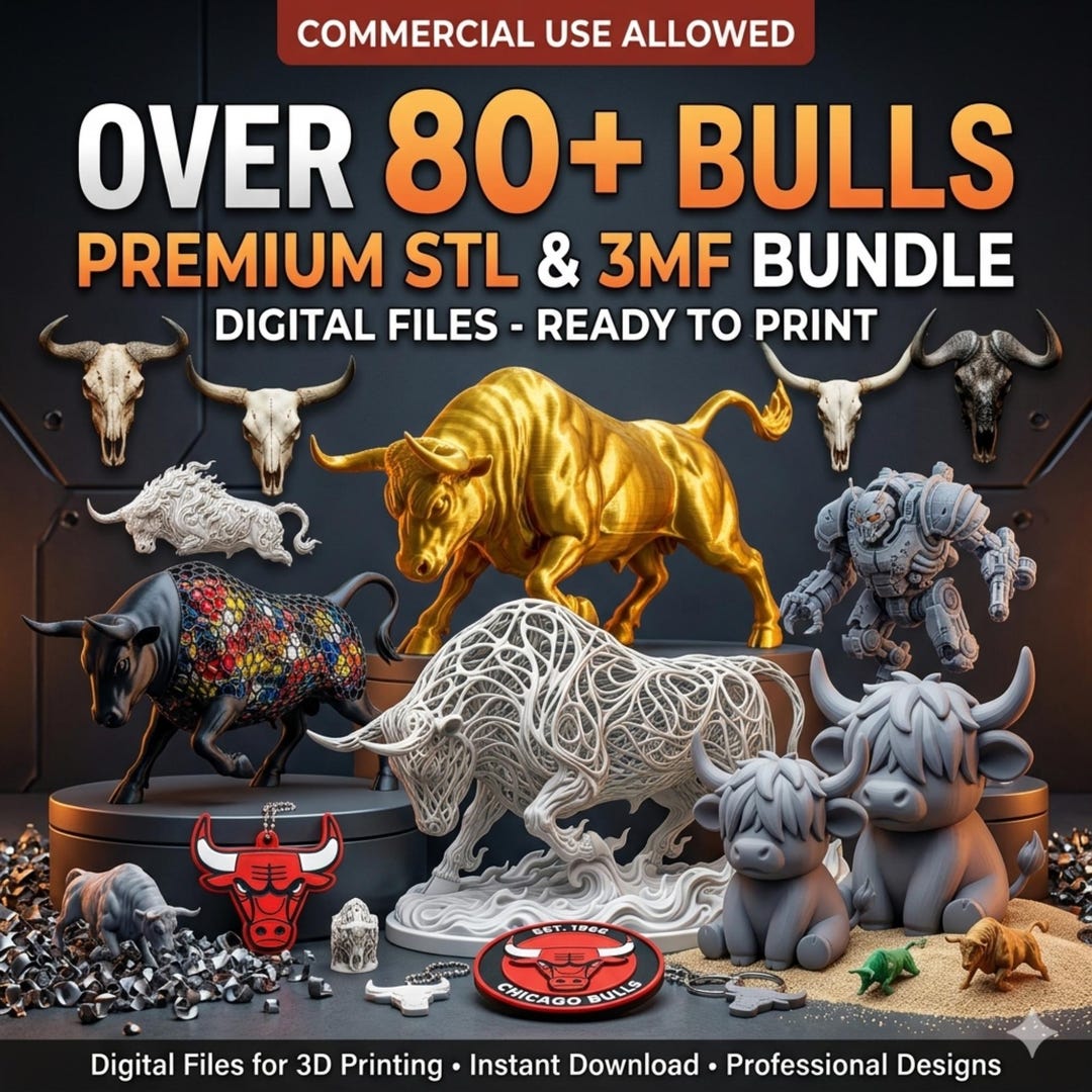 80+ Bull STL Bundle, 3D Printable Bull Models, Premium STL & 3MF Files ...