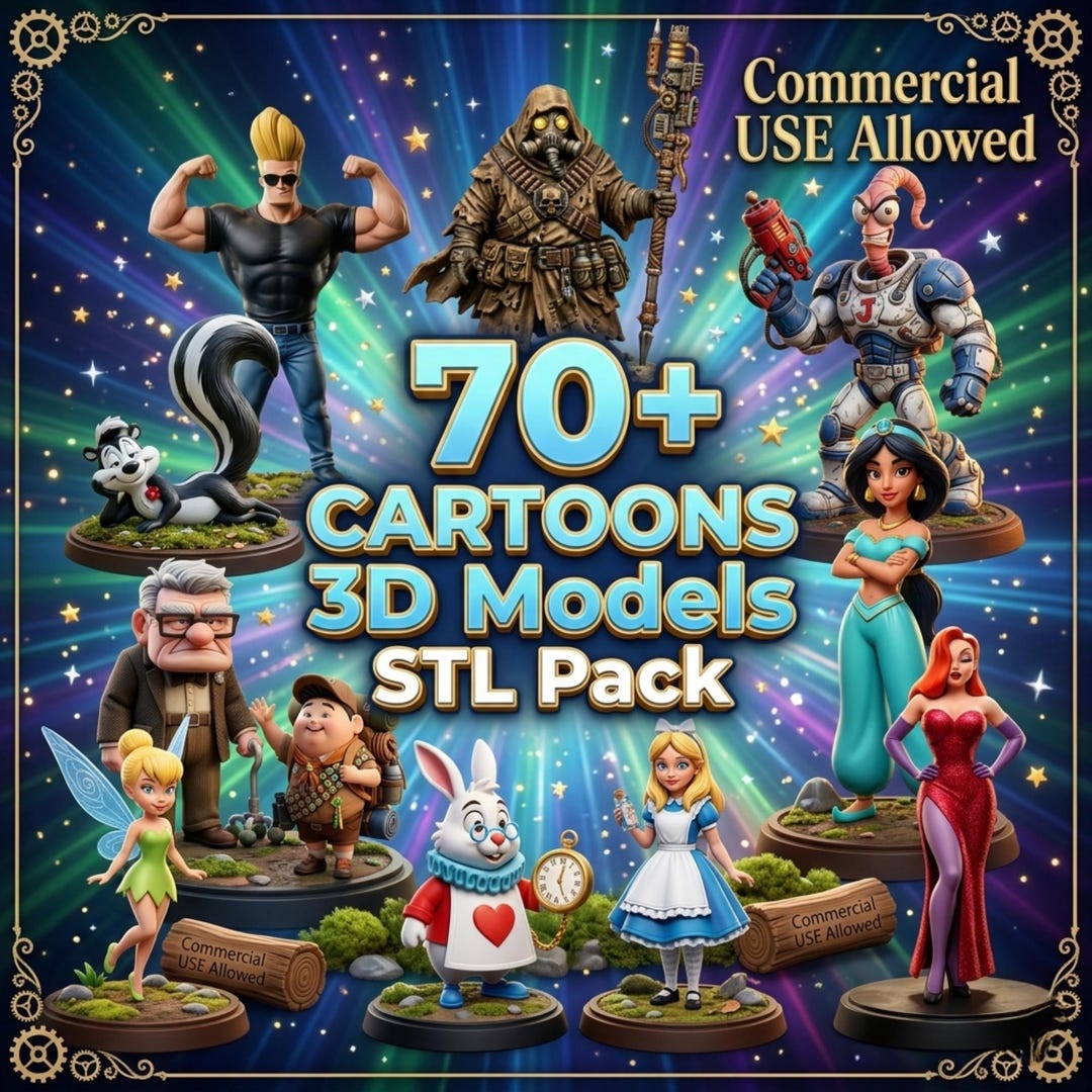 Figure Character Collection Cartoon Character STL Bundle, 70+ Stylized Figures STL Pack, Fantasy ...