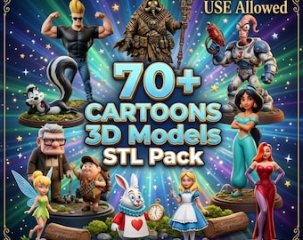 Paquete de archivos STL de personajes de dibujos animados, más de 70 figuras estilizadas en formato STL, archivos de impresión 3D de personajes de fantasía, modelos STL de estilo animado, figuras coleccionables.