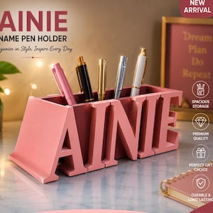 Personlig namnpennhållare STL | Anpassad skrivbordsorganisatör STL | Kontorspennställ 3D-utskriftsfil | Namnpennhållare STL | Skrivbordsdekor STL