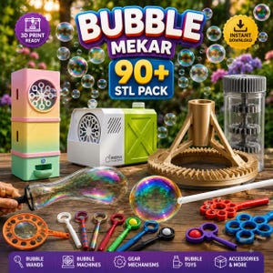 Bubble Maker STL Pack 90+ | Bubble Machine & Bubble Wand STL Bundle | 3D Printable Bubble Toys | Commercial Use License