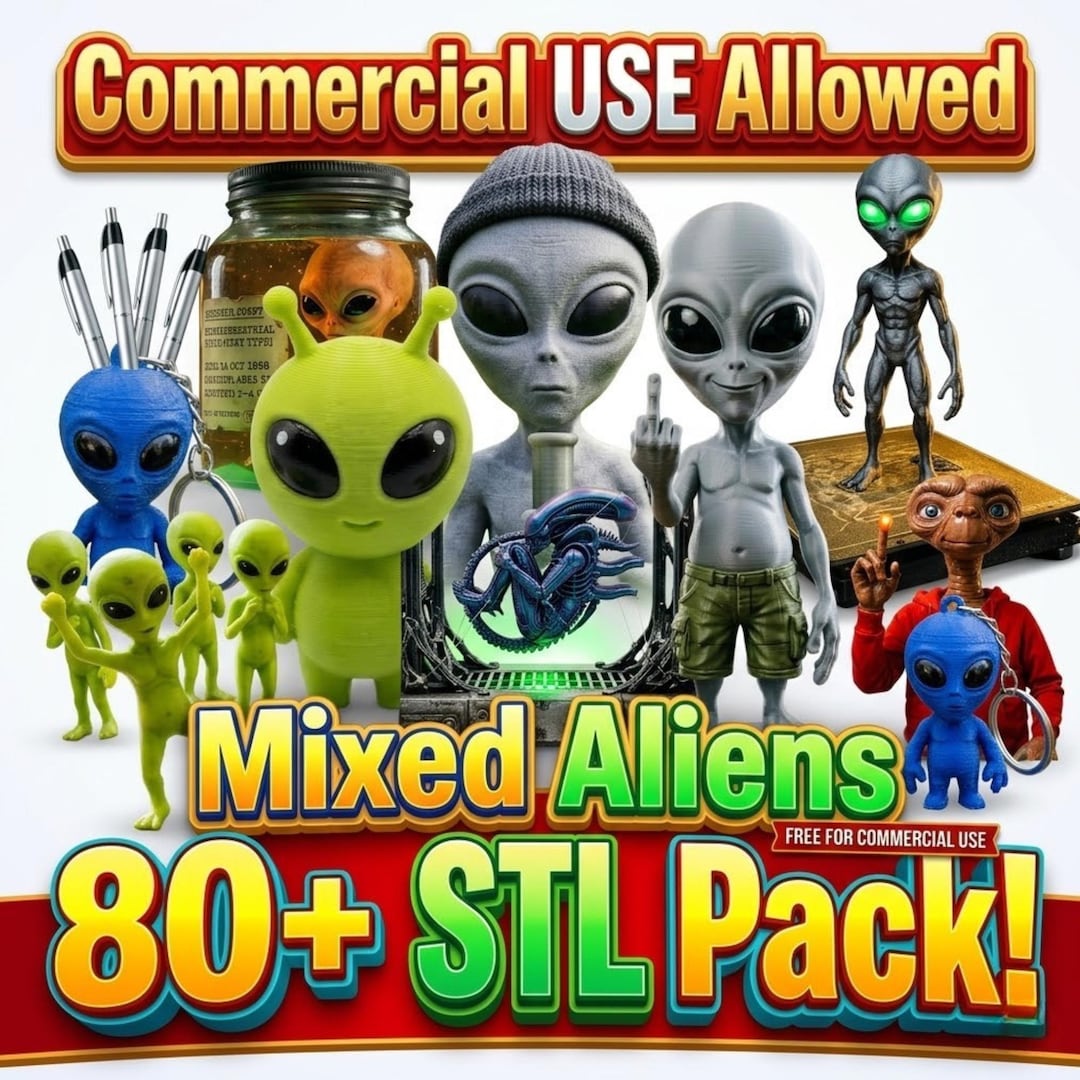 80+ Alien STL Bundle | Cute Alien 3D Print Pack | Commercial Use STL ...
