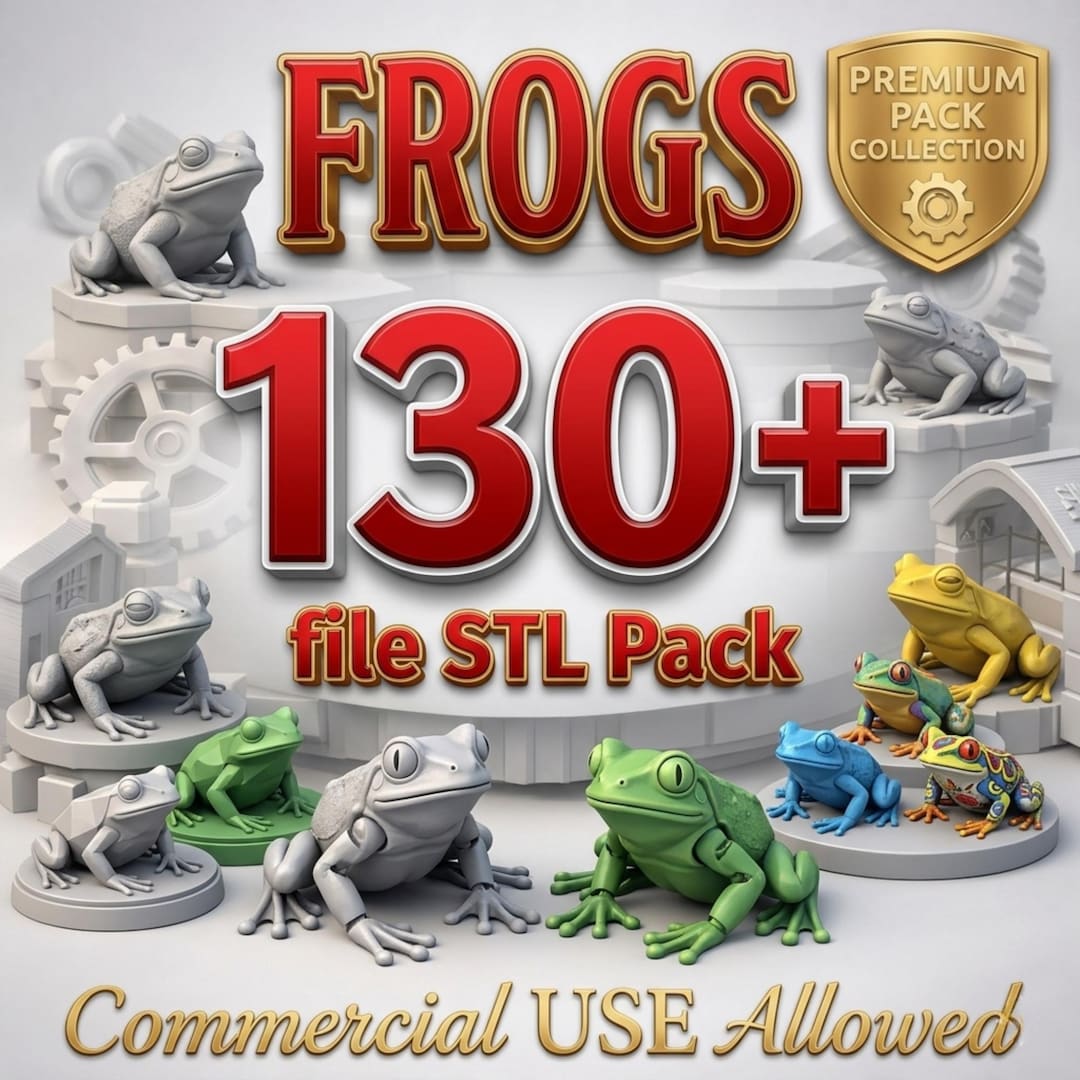 Strawberryfrog Stl 130+ Frog STL Bundle, Flexi Frog STL, Frog Figurine STL, Frog Toy 3D ...