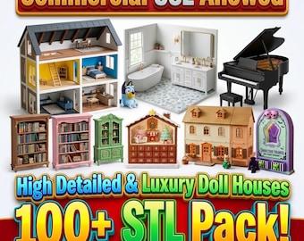 Dollhouse STL Bundle 100+ Files, Miniature Furniture STL, Dollhouse Accessories STL, 3D Print Miniatures, Commercial Use stl Pack, Mini stl