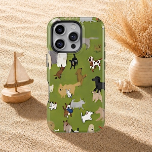 Cute Hand Drawn Dog Case, Whimsical Puppy Pattern, Dog Lover Cover iPhone 17 16 15 14 13 12 11 Pro Max, Samsung Galaxy S26 S25 S24 S23 Ultra